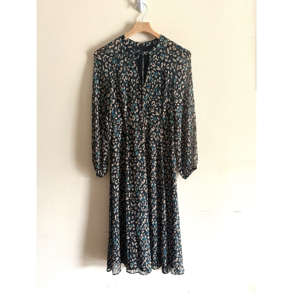 Tommy Hilfiger Women's Sz 4 Chiffon Fit Flare Long Balloon‎ Sleeve Blouson Dress